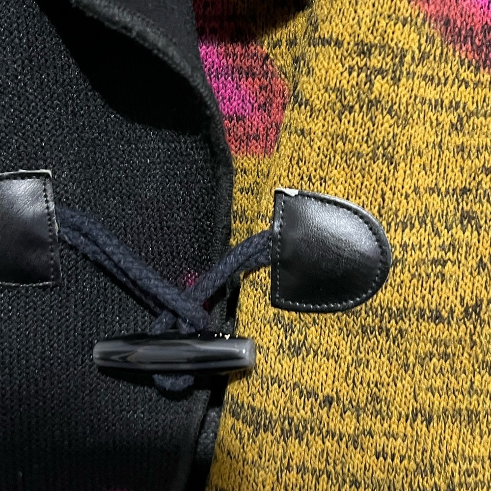 Bali Sweater Colorblock Abstract Print Blazer Jacket Black Multi Petite Small - Picture 4 of 5